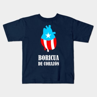 Boricua Flag Heart Text Kids T-Shirt